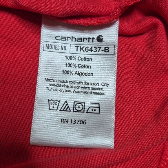 Carhartt Red Pocket T-Shirt Boys Size Medium (10-12) - Picture 4 of 4